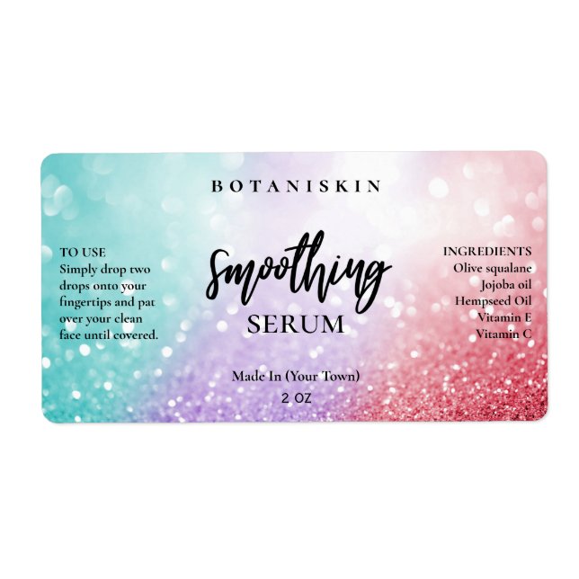 Serumetiketter för Lux Cotton Candy Glitter Ansikt Fraktsedel (Framsidan)