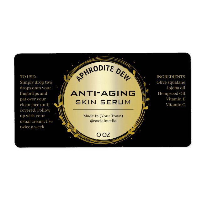 Serumetiketter för svart och Guld Löv Fraktsedel (Framsidan)