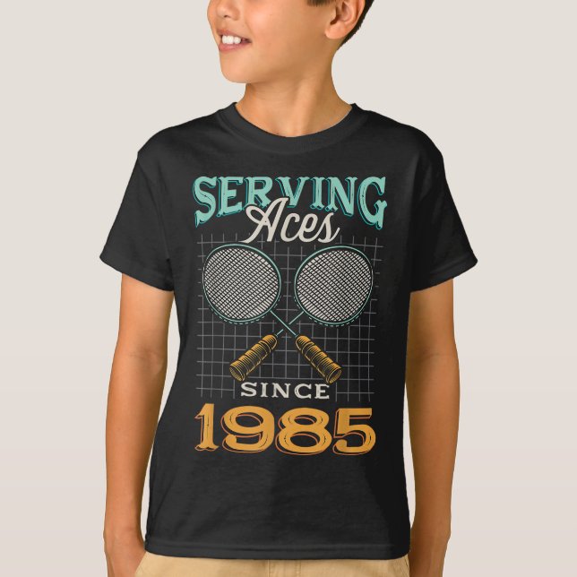 Serva Ess sedan 1985 Badminton Älskare 40:e födsel T Shirt (Framsida)