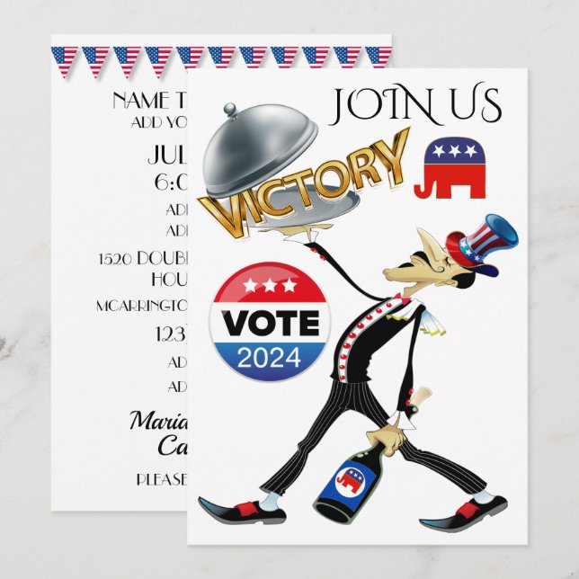 Serva republikansk version av valsegern inbjudningar (Fram/baksida)