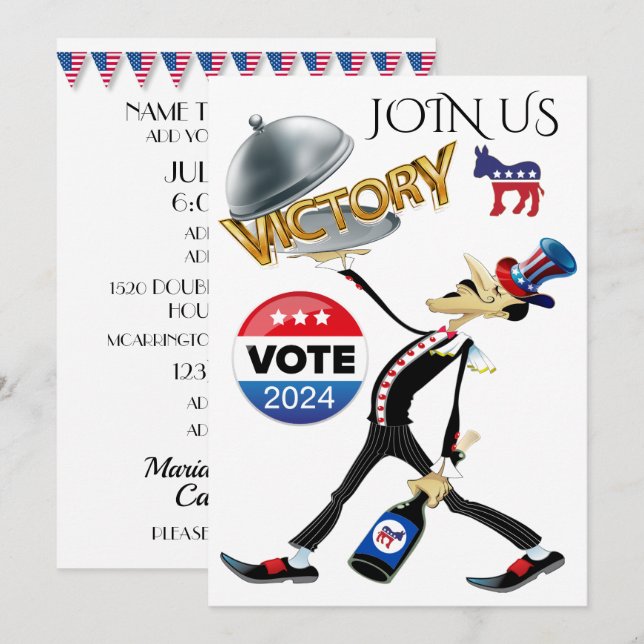 Serva version av valsegerdemokrati inbjudningar (Fram/baksida)