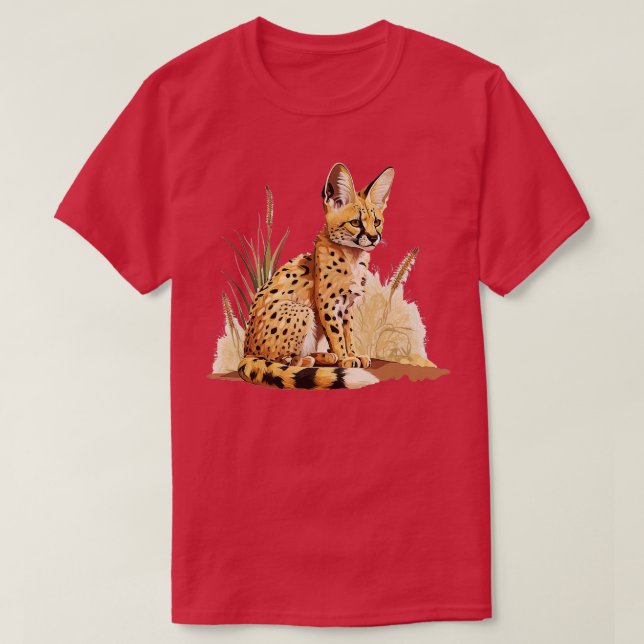 Serval African Wildcat Grass Serval Cat Vild katt  T Shirt (Design framsida)