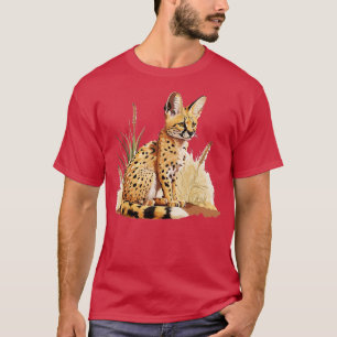 Serval African Wildcat Grass Serval Cat Vild katt T Shirt