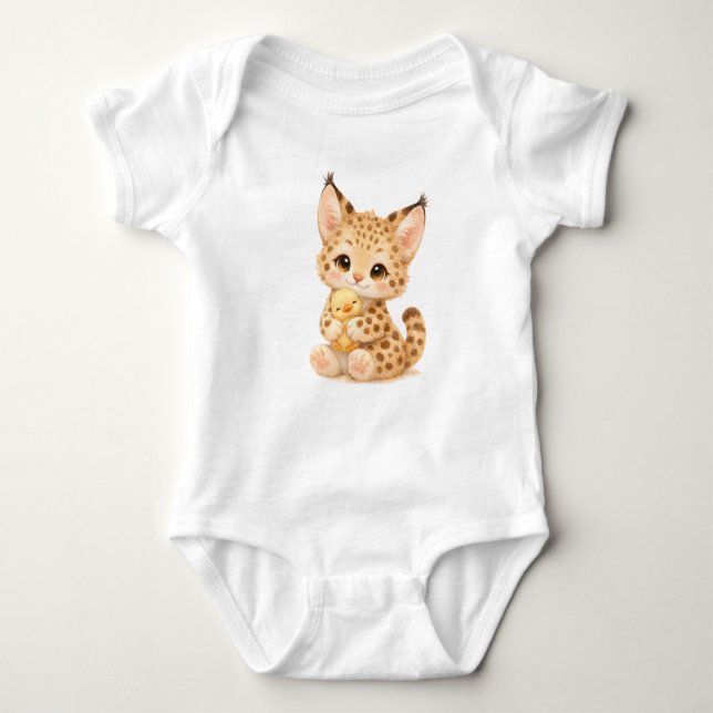 Serval Baby Bodysuit – Cute Spotted Wild Cat 🐆 T Shirt (Framsida)