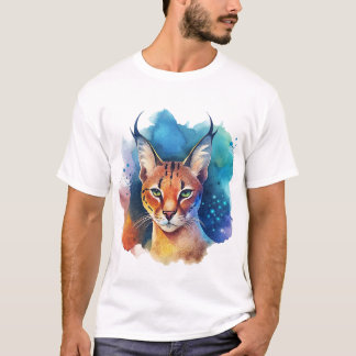 Serval Cat Colorful Stänk T Shirt