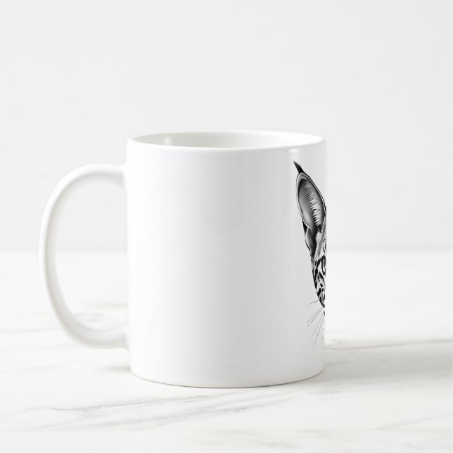 Serval Cat Lover T-Shirt - Svartvit realism Kaffemugg (Vänster)