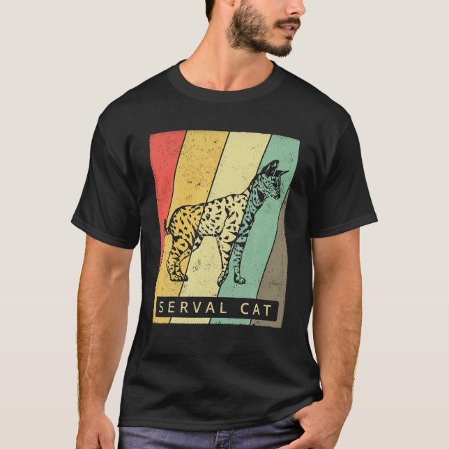 Serval Cat Lover Vintage Retro Animal T Shirt (Framsida)