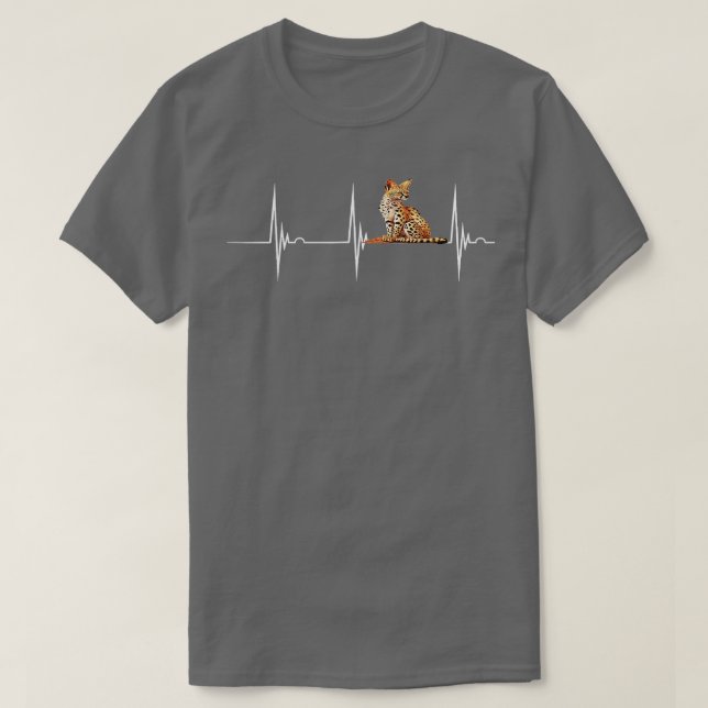 Serval Heartslag EKG Pulse Serval Cat African Vild T Shirt (Design framsida)