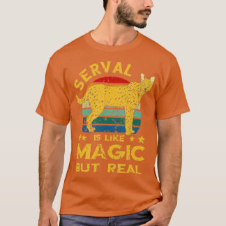 Serval Retro Magic men Real Serval Cat Vild katt o T Shirt