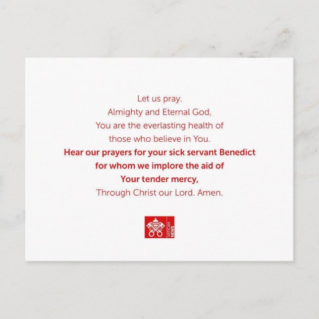 Servant Benedict Vykort (Framsida)