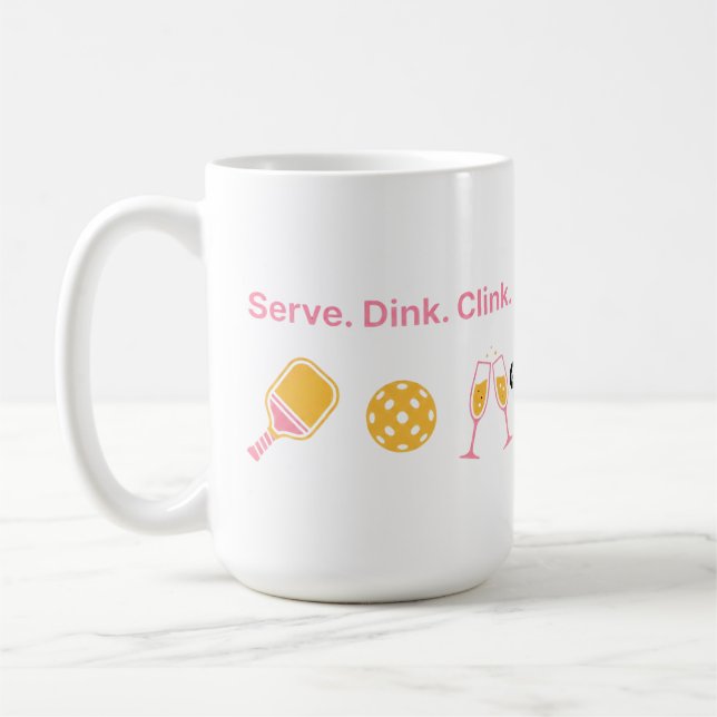 Serve Dink Clink Funny Pickleball Wine Social Club Kaffemugg (Vänster)