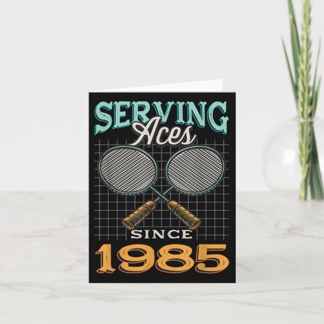 Server Ess Ända Sedan 1985 Badmintonälskare 40-års Kort (Framsida)