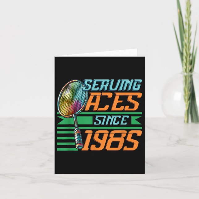 Server Ess Ända Sedan 1985 Badmintonälskare 40-års Kort (Framsida)