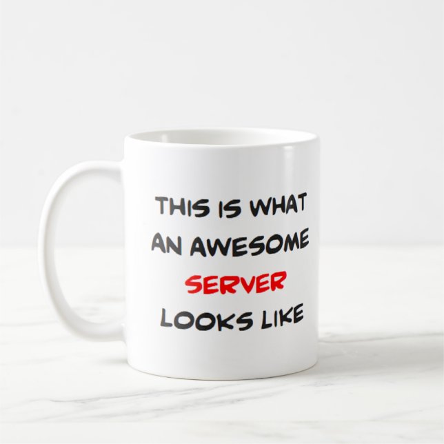 server, fantastisk kaffemugg (Vänster)