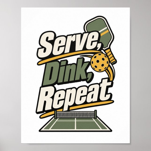 Servera, Dinka, Upprepa | Pickleball Present Affis Poster (Framsidan)