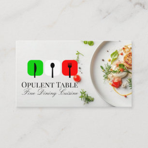Serverad mat kryddor och sås Restaurang Visitkort