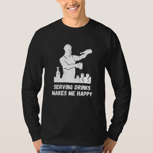 Serverar drycker Glad bartender Mixologist Intoxic T Shirt (Framsida)