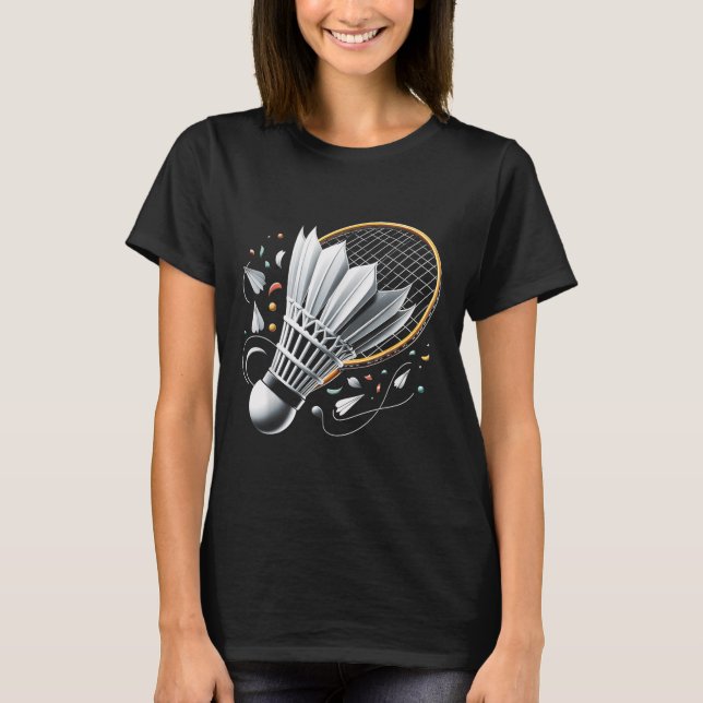 Serverar firande badminton rolig grafisk t-shirt (Framsida)