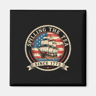 Serverar Te Sedan 1773 Rolig 4:e Juli Amerika Magnet