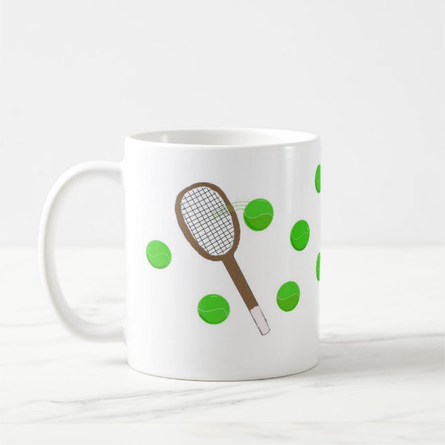 Serverar tennisbollar kaffemugg (Vänster)