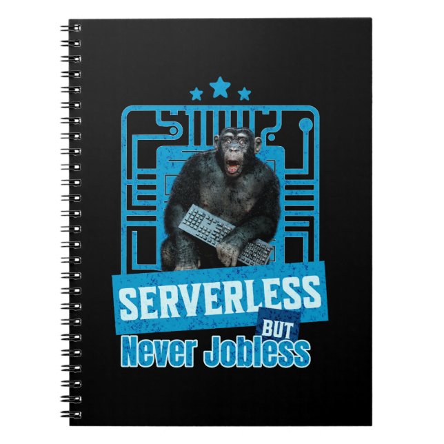 Serverlös Rollig Apa Utvecklarhumor Anteckningsbok (Framsidan)