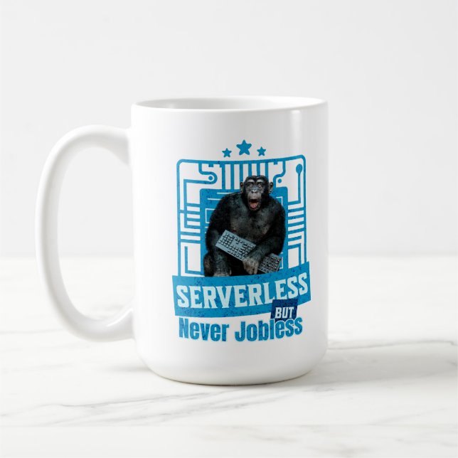 Serverlös Rollig Apa Utvecklarhumor Kaffemugg (Vänster)