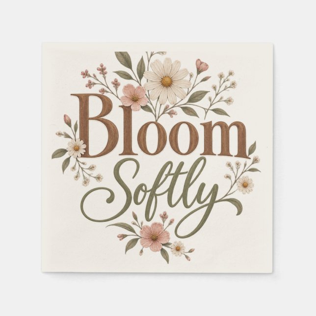 Servett: Bloom Softly Blommig Pappersservett (Framsidan)