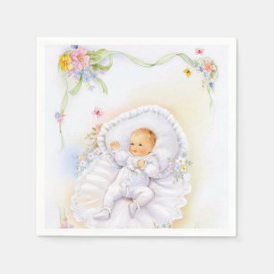 Servett för Christening för vintagepojkedop