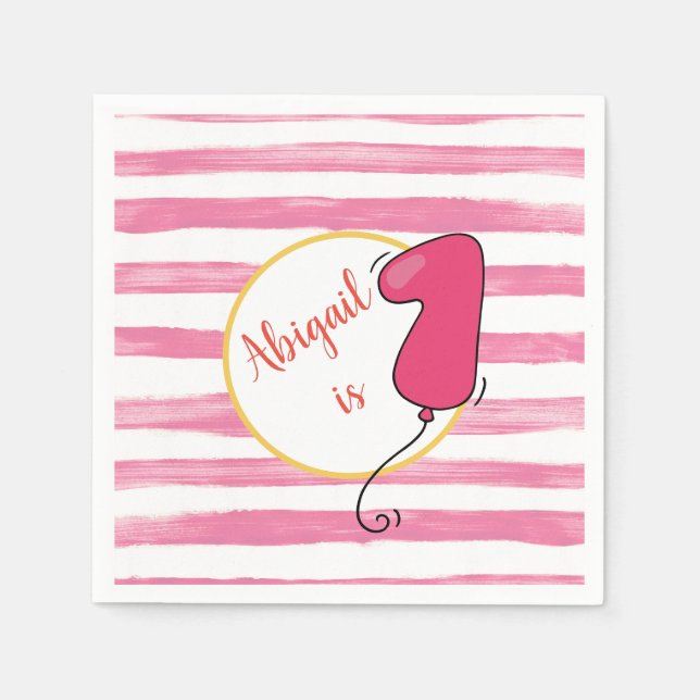 Servett för födelsedag för flickavattenfärgballong (Framsidan)