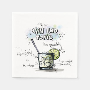 Servett för gin- och Tonicdrinkreceptcoctail
