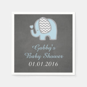 Servetter för blåttelefantbaby shower