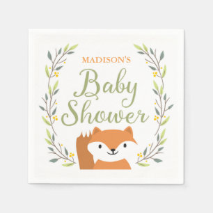 Servetter för skogsmarkrävbaby shower