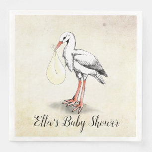 Servetter för StorkgenderNautral baby shower