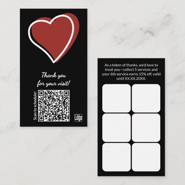 Service Business Valentine's Day QR Thank You Lojalitetskort (Fram/baksida)