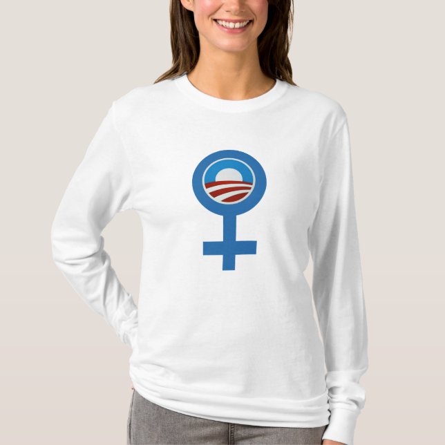 Service för Barack Obama kvinna-/Obama symboler T-shirt (Framsida)