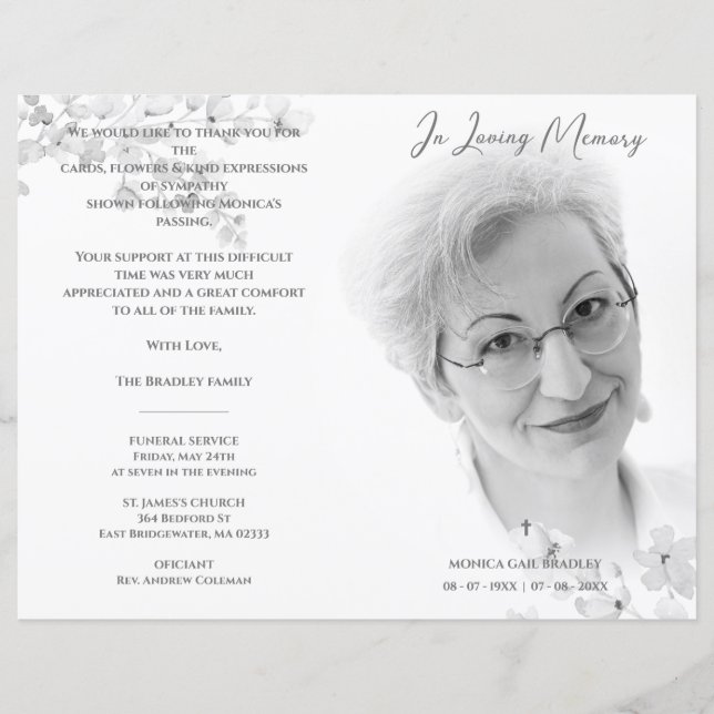 Service för svartvitt foto till minne av oskadade (Framsida)