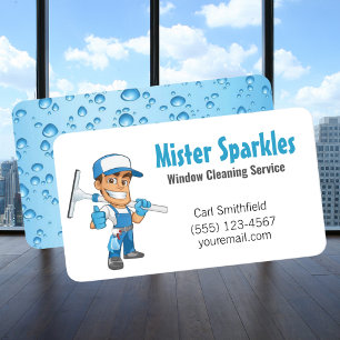 Service Guy för Städning av tecknad Window Squeege Visitkort
