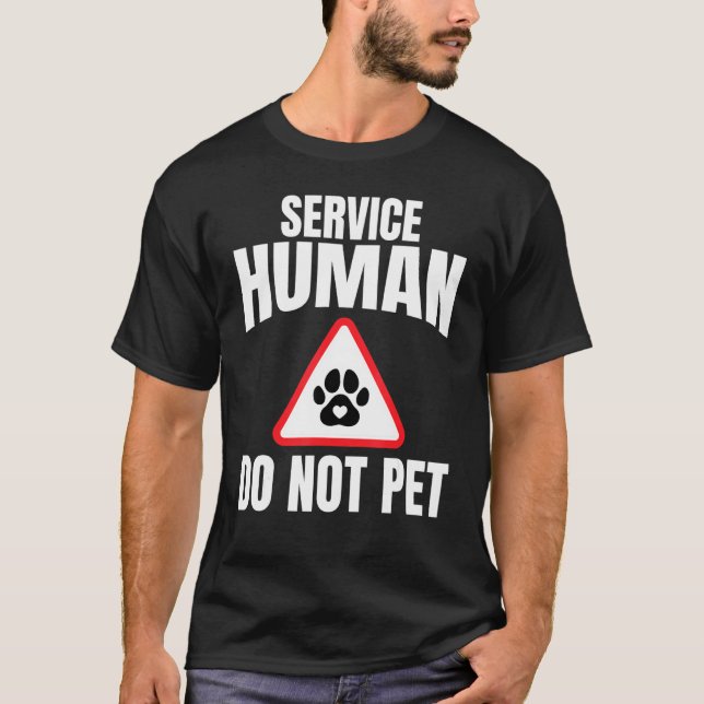 Service Human Do Not Pet Hundar Mamma Cape Heart T Shirt (Framsida)