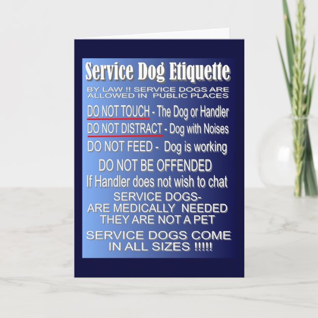 Service Hund Etiquette Kort (Framsida)