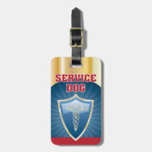 Service Hund märkre Guld Blue Red med symbol