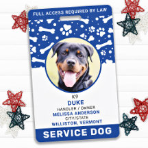 Service Hund Personlig Blue Tass avtryck Photo ID