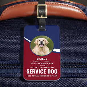 Service Hund Personlig Red Blue Photo ID Badge L Bagagebricka