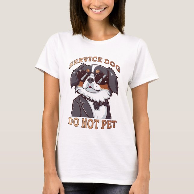 Service Hund Pet inte Funny T Shirt (Framsida)