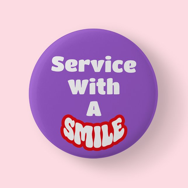 Service Med Ett Leende Röd & Vit Textmärke/ Knapp (Service with a smile -purple)
