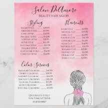 Service Menu Girl w/ Braid Rosa Watercolor