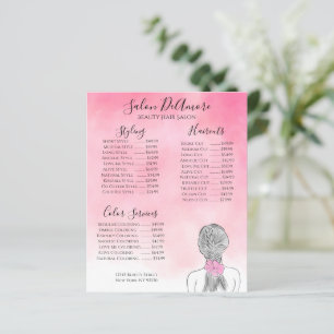 Service Meny Tjej med fläta Rosa akvarell