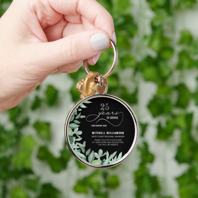 Service Pension Greenery Keepsakys år Rund Silverfärgad Nyckelring (Hand)