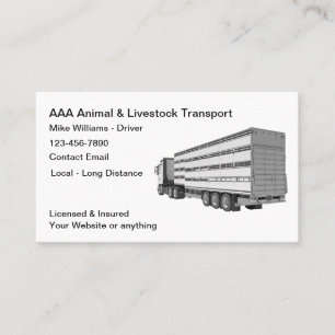 Service till djur och boskap i Transport Visitkort