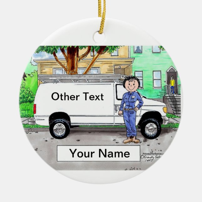 Service Van, White - Female Julgransprydnad Keramik (Framsidan)