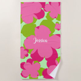 Serviette de plage Popflower rose/vert